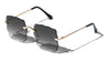 Rimless Rectangle Edge Cut Wholesale Sunglasses