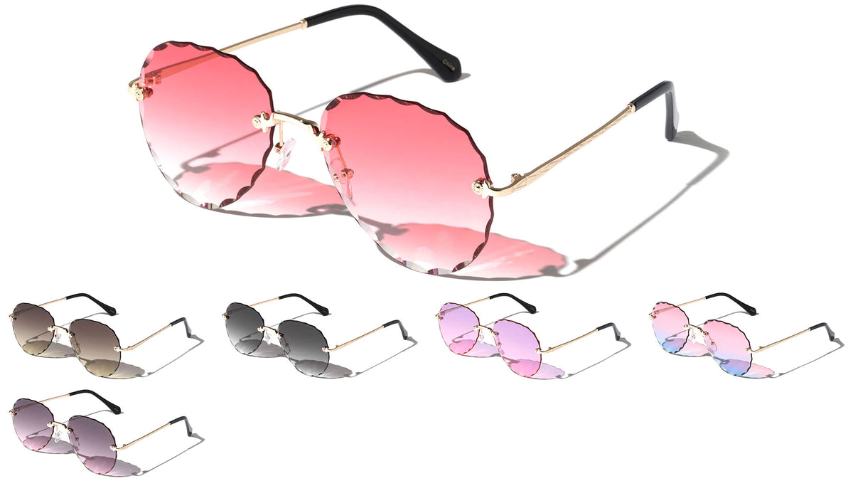 Rimless Butterfly Edge Cut Wholesale Sunglasses