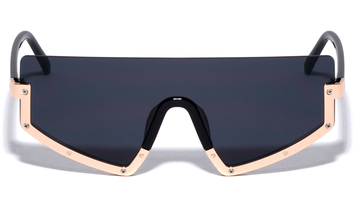 Rimless Flat Top Shield Wholesale Sunglasses