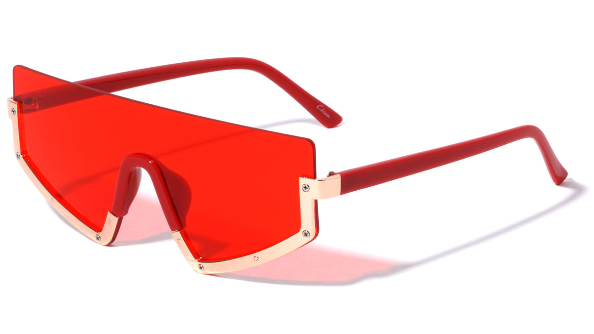 Rimless Flat Top Shield Wholesale Sunglasses