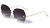 Rimless Butterfly Clover Emblem Wholesale Sunglasses