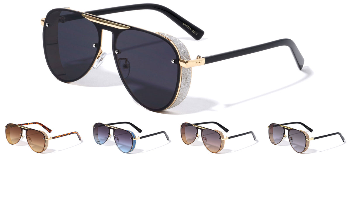 Aviator Glitter Shield Wholesale Sunglasses