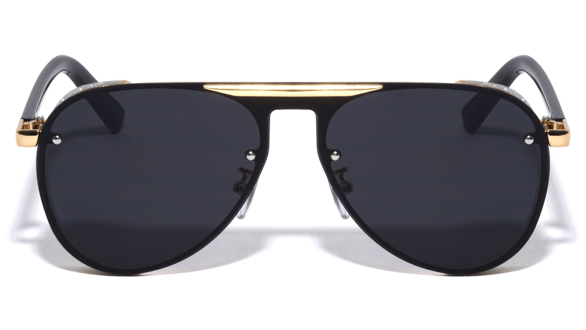 Aviator Glitter Shield Wholesale Sunglasses