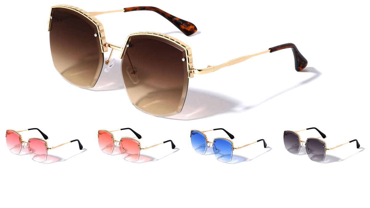 Rimless Geometric Fashion Wholesale Sunglasses