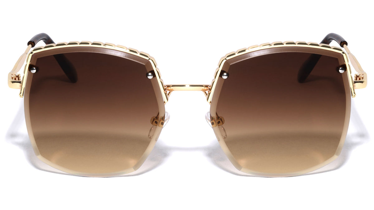 Rimless Geometric Fashion Wholesale Sunglasses