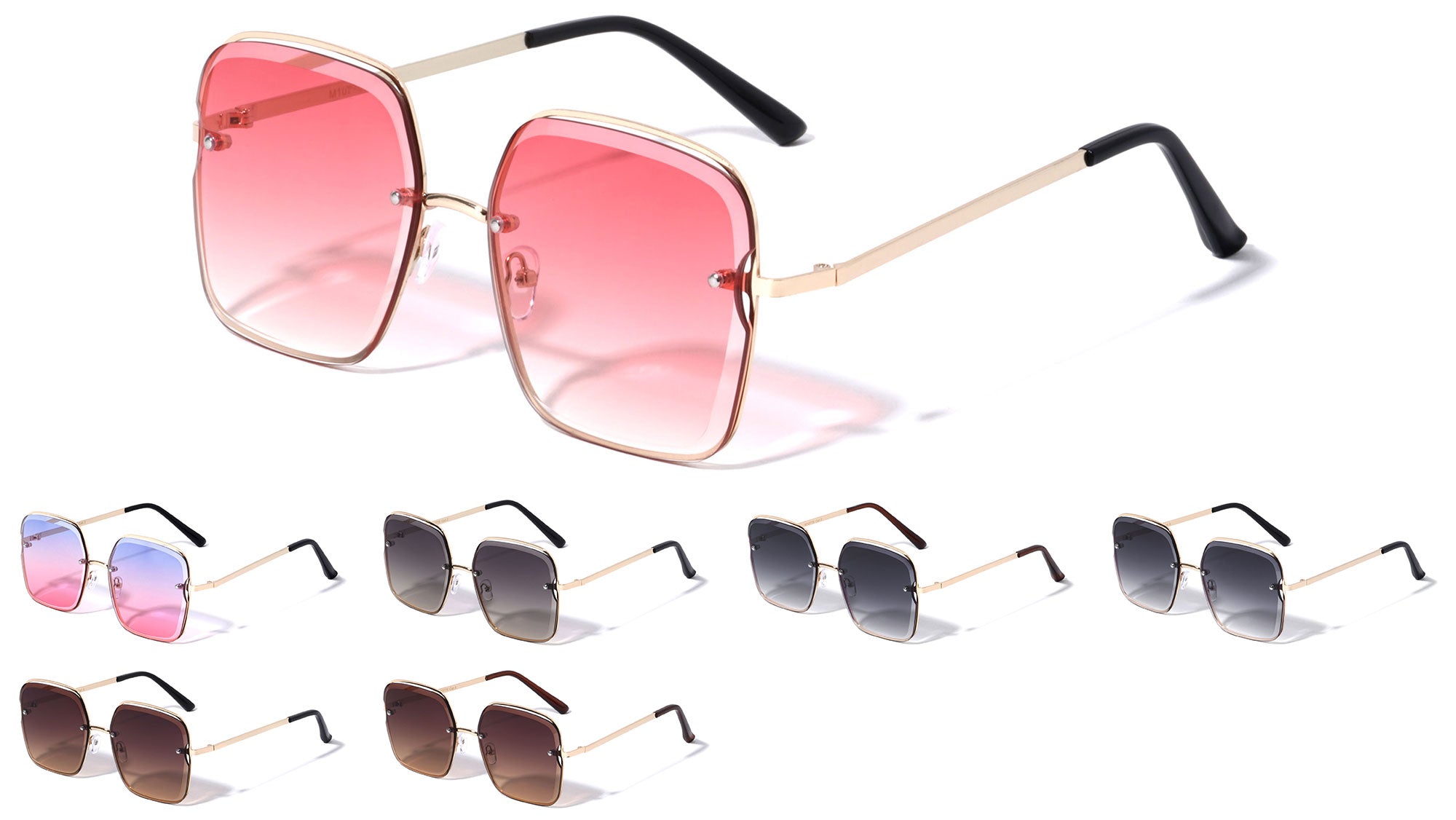 V Shape Temple Cut Out Fashion Square Wholesale Sunglasses