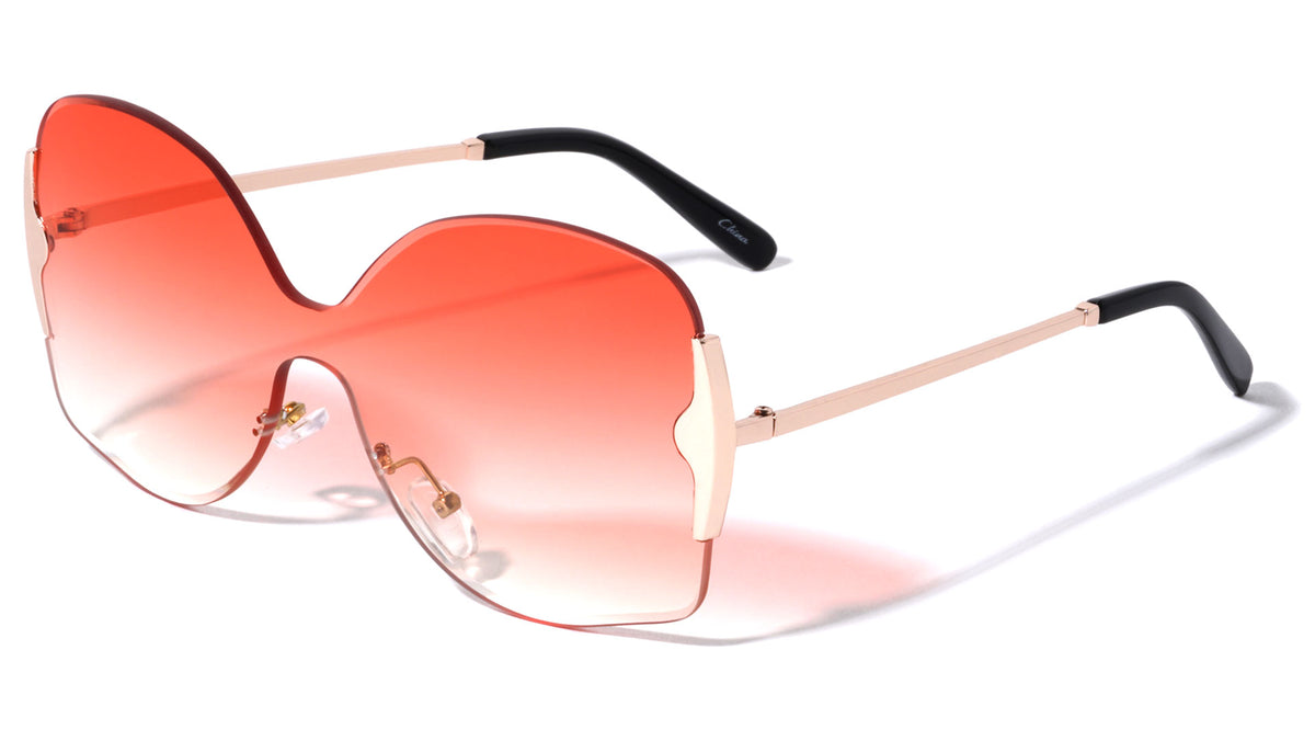 Rimless Shield Butterfly Wholesale Sunglasses
