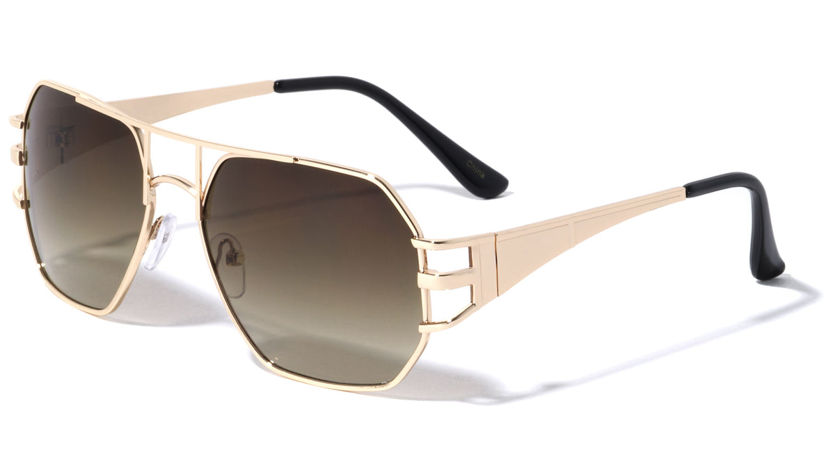 Flat Top Angular Aviators Wholesale Sunglasses