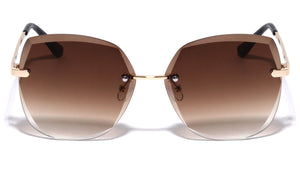 Edge Cut Bevel Rimless Butterfly Wholesale Sunglasses