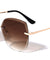 Edge Cut Bevel Rimless Butterfly Wholesale Sunglasses