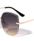 Edge Cut Bevel Rimless Butterfly Wholesale Sunglasses