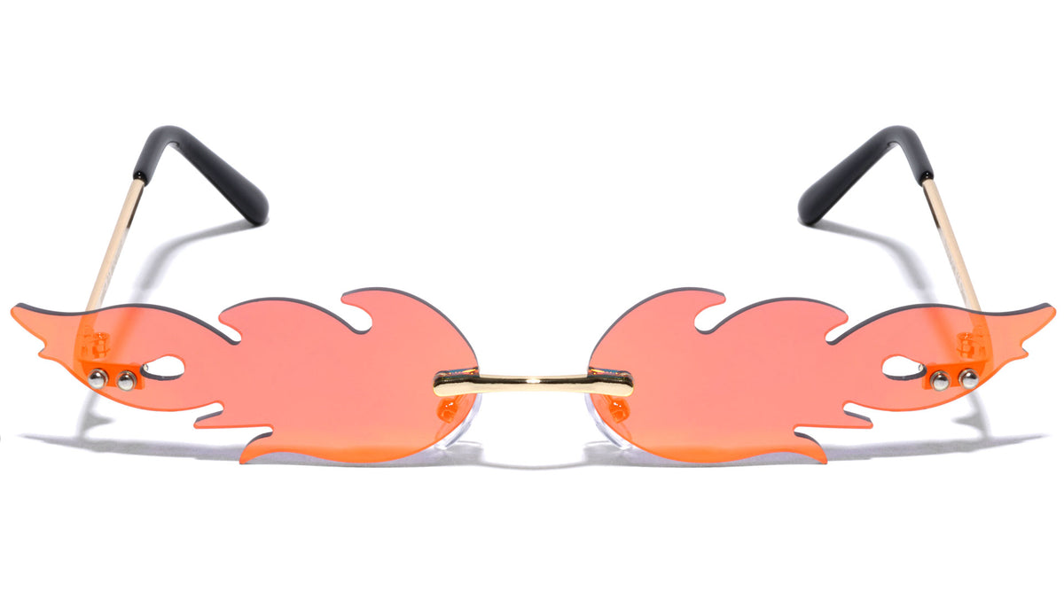 Color Mirror Rimless Flame Wholesale Sunglasses