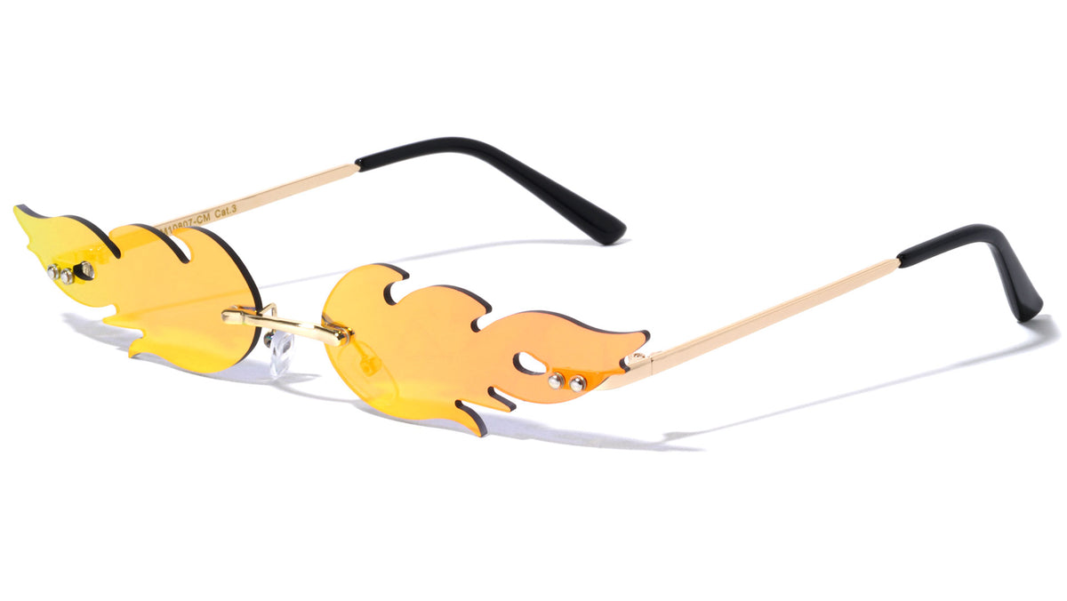 Color Mirror Rimless Flame Wholesale Sunglasses