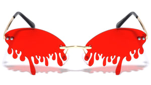 Drip Round Rimless Oval Color Lens Wholesale Sunglasses