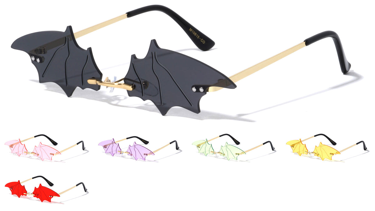 Bat Wings Rimless Color Lens Wholesale Sunglasses