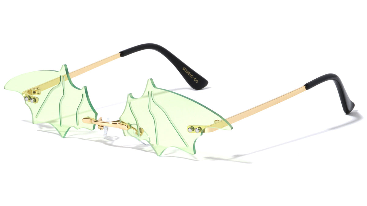 Bat Wings Rimless Color Lens Wholesale Sunglasses