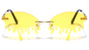 Oval Drip Rimless Color Lens Wholesale Sunglasses