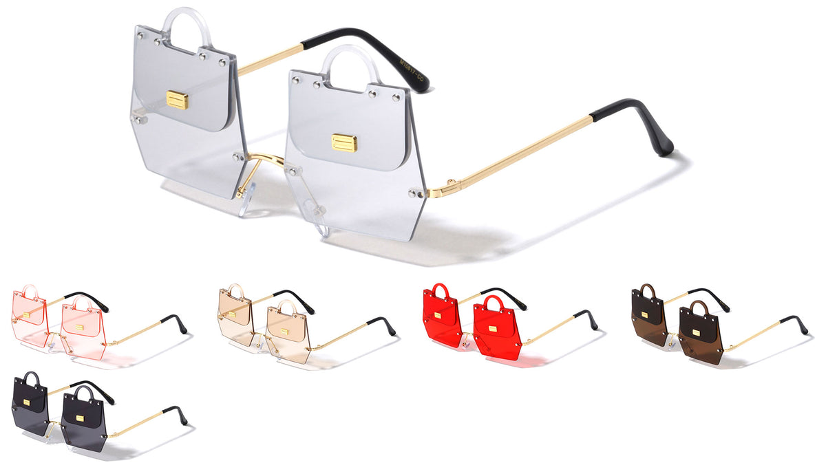 Shopping Bag Rimless Color Lens Wholesale Sunglasses
