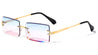 Oceanic Color Rimless Diamond Edge Cut Lens Rectangle Wholesale Sunglasses