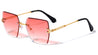 Squared Beveled Rimless Butterfly Wholesale Sunglasses