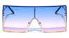 Oversized Squared Rimless Flat Top Shield Wholesale Sunglasses
