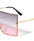 Oversized Squared Rimless Flat Top Shield Wholesale Sunglasses