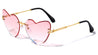 Rimless Beveled Heart Shaped Wholesale Sunglasses