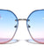 Glitter Trim Rimless Butterfly Wholesale Sunglasses
