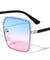 Rhinestone Hinge Rimless Oversized Butterfly Wholesale Sunglasses