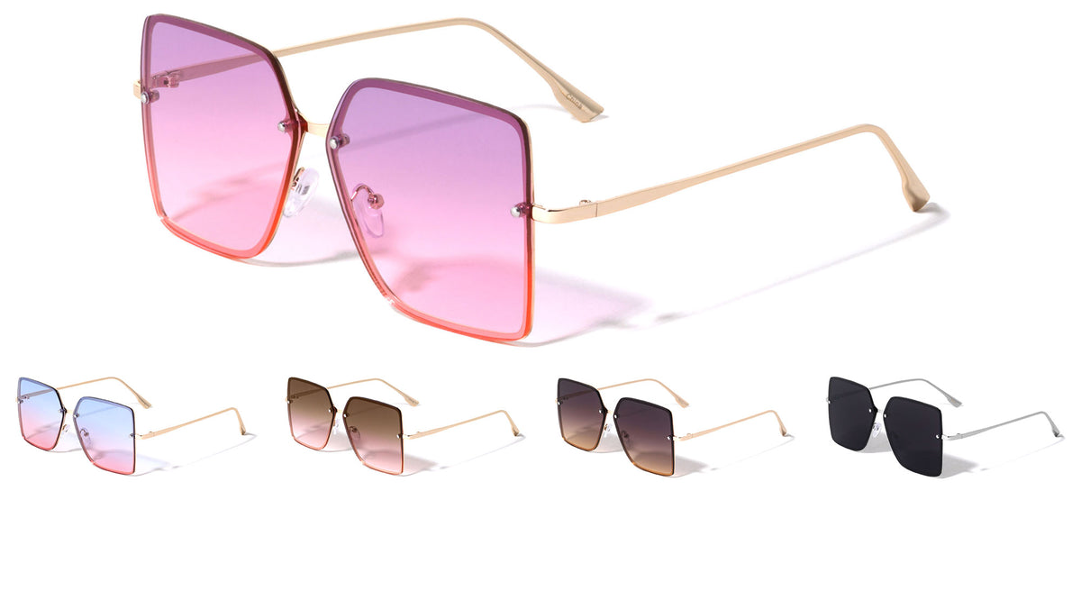 Rimless Squared Butterfly Wholesale Sunglasses