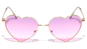 Thin Frame Color Lens Heart Shape Wholesale Sunglasses