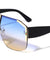 Oversized Rimless Flat Top Shield Wholesale Sunglasses