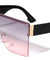 Rimless Flat Top Shield Rectangle Wholesale Sunglasses