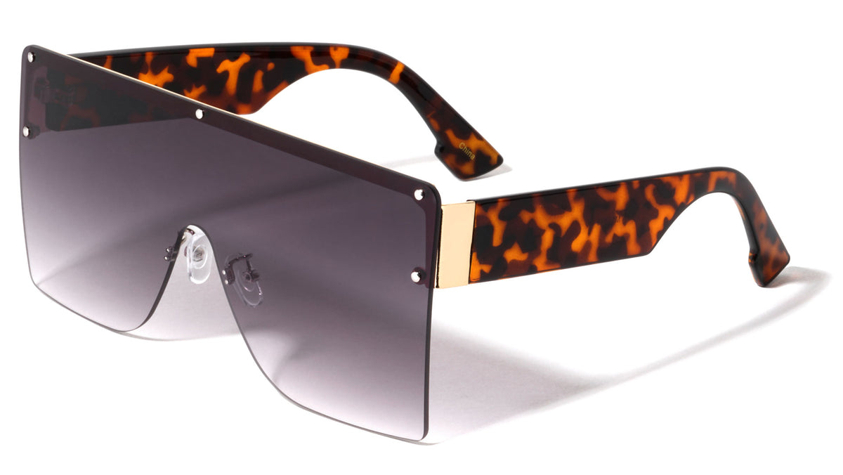 Rimless Flat Top Shield Rectangle Wholesale Sunglasses