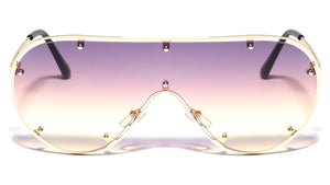 Oversized Rimless Shield Outline Frame Wholesale Sunglasses