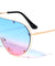 Oversized Rimless Shield Outline Frame Wholesale Sunglasses