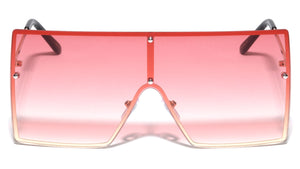 Oversized Rimless Squared Shield Rectangle Wholesale Sunglasses