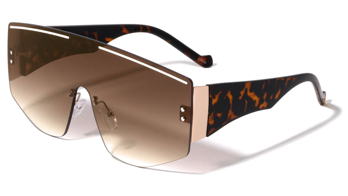 Rimless Oversized Shield Wholesale Sunglasses