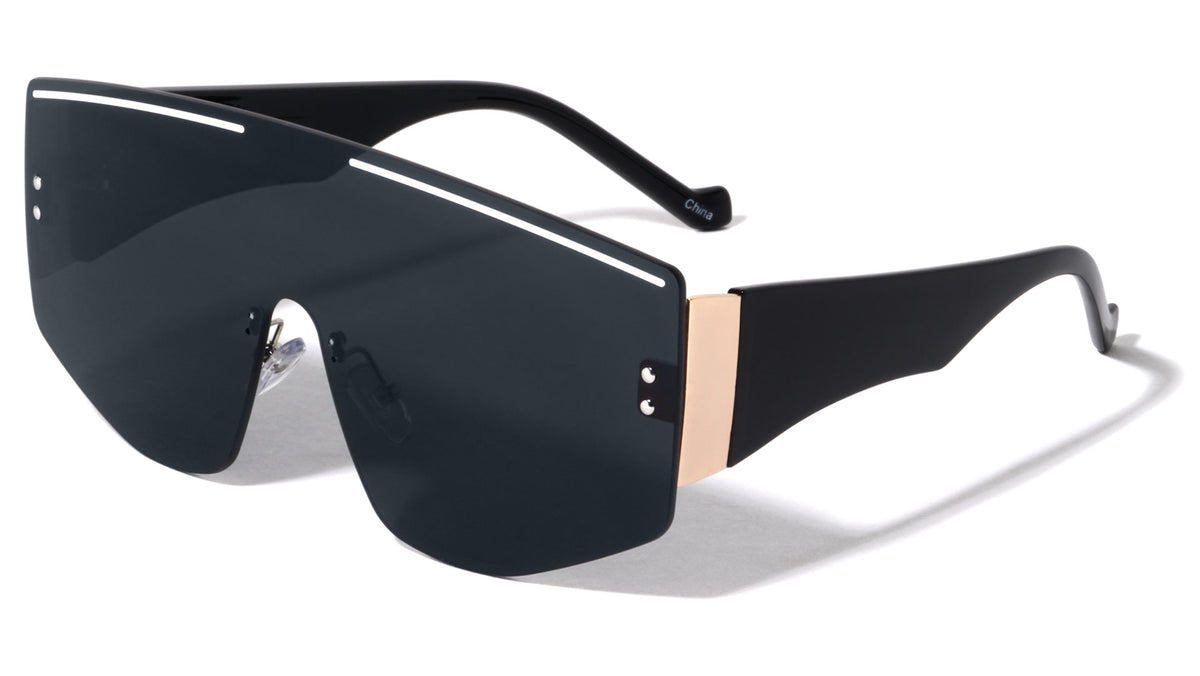 Rimless Oversized Shield Wholesale Sunglasses