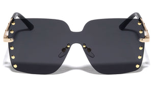Rimless Riveted Butterfly Wholesale Sunglasses