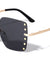Rimless Riveted Butterfly Wholesale Sunglasses