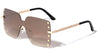 Rimless Riveted Butterfly Wholesale Sunglasses