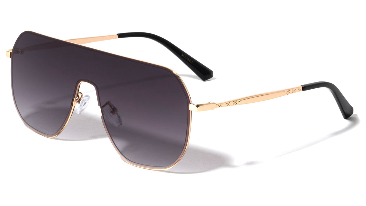Flat Top One Piece Shield Lens Wholesale Sunglasses