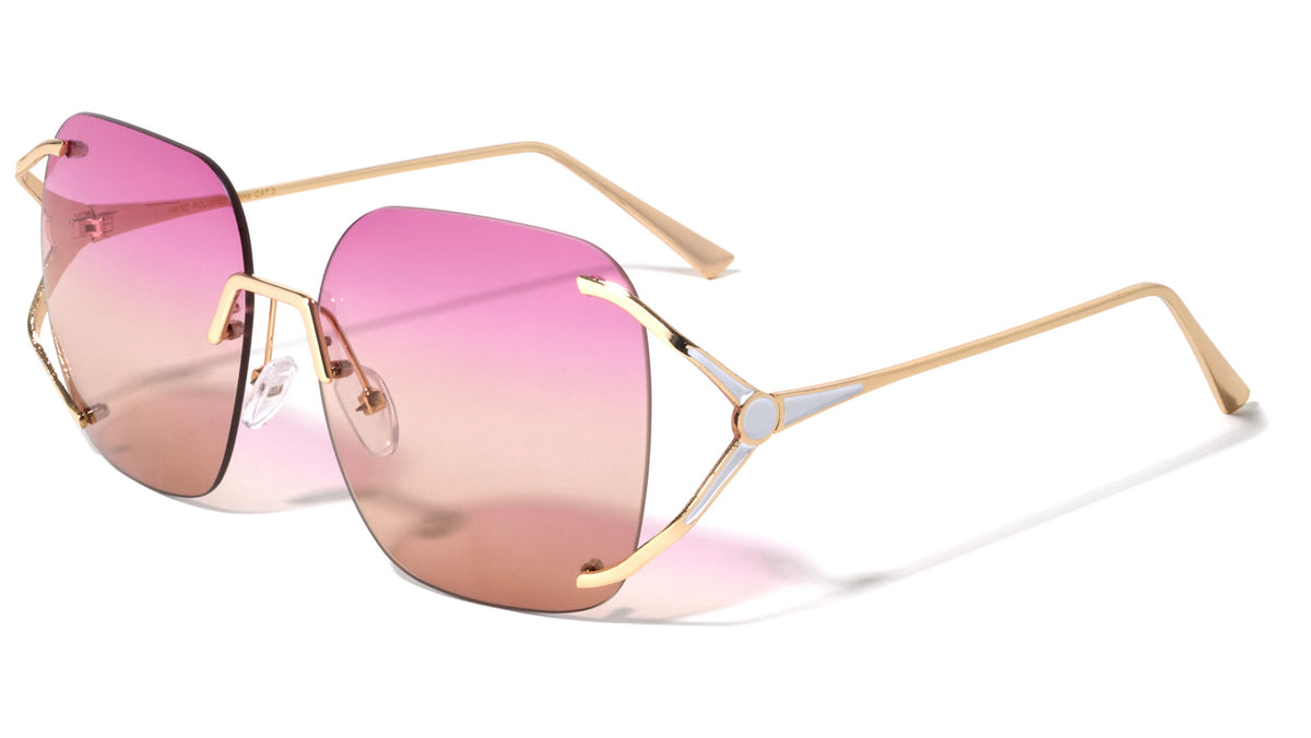 Rimless Butterfly Cut Out Frame Wholesale Sunglasses