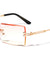 Rimless Beveled Rectangle Fashion Wholesale Sunglasses