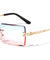 Rimless Beveled Rectangle Fashion Wholesale Sunglasses