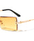 Rimless Beveled Rectangle Fashion Wholesale Sunglasses