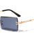 Rimless Beveled Rectangle Fashion Wholesale Sunglasses