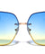 Rimless Flat Square Butterfly Wholesale Sunglasses