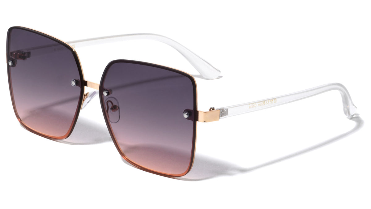 Rimless Flat Square Butterfly Wholesale Sunglasses